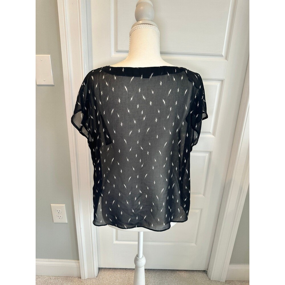 Forever 21 sheer crop top blouse with lightening bolts SMALL - Picture 2 of 7
